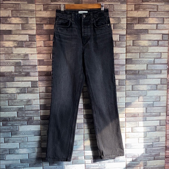 EUC Women’s Reformation Black Cynthia High Rise Straight Jeans Size 24 - Picture 1 of 10